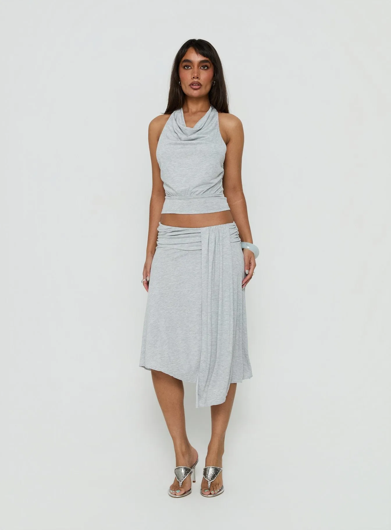 Adreana Halter Jersey Top Grey Marle sold by Princess Polly product image thumbnail 3