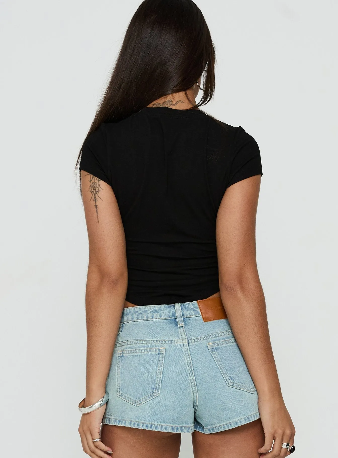 Valentinna Short Sleeve Curved Hem Top Black sold by Princess Polly product image thumbnail 5