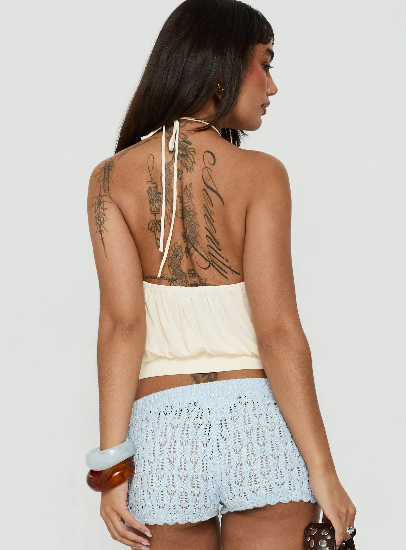 Summer Sorbet Gathered Halter Top Cream sold by Princess Polly product image thumbnail 5