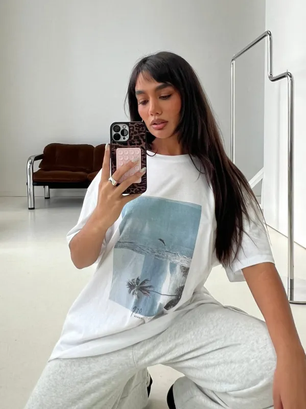 From Elsewhere Oversized Graphic Tee White made by Princess Polly