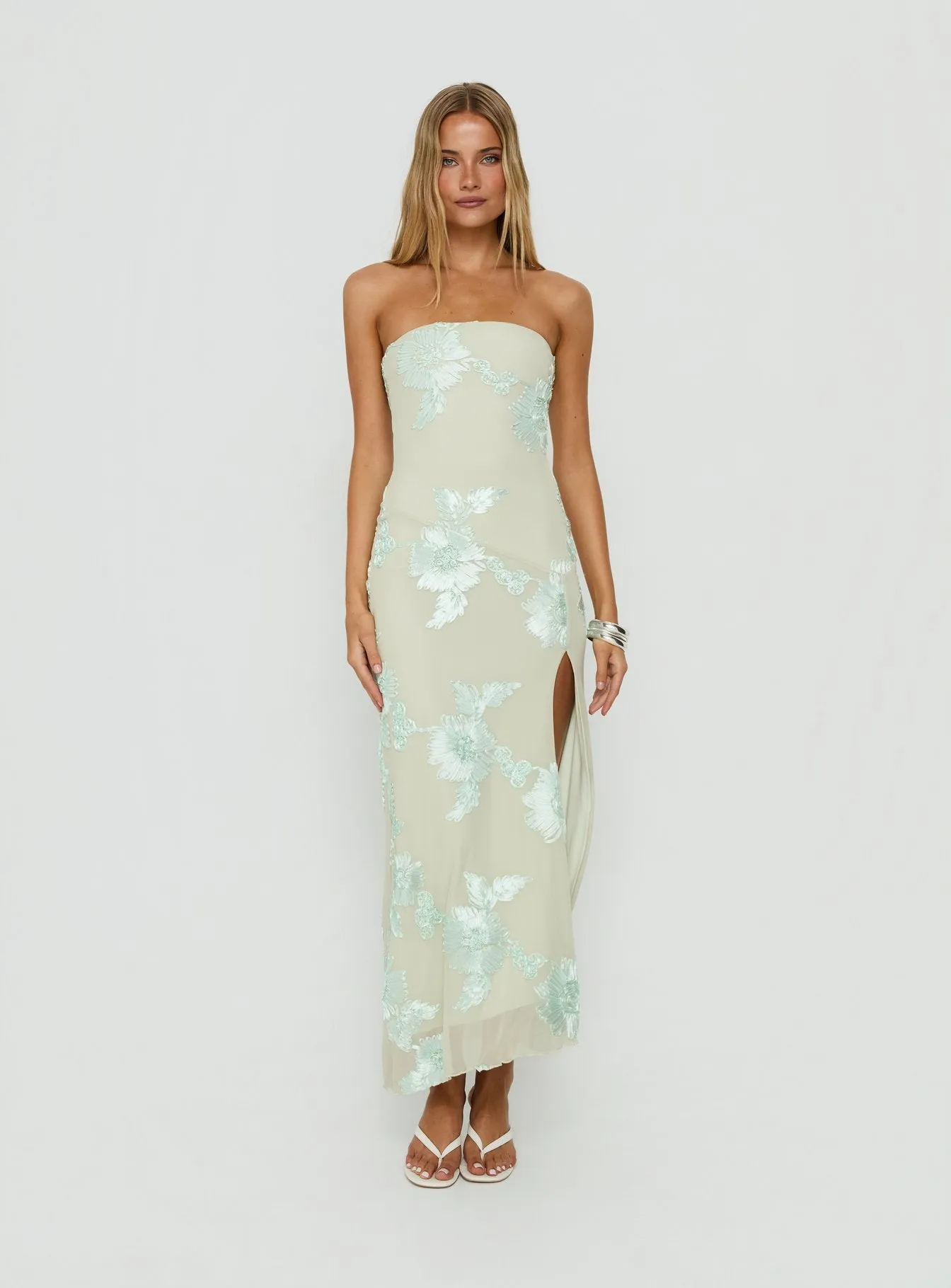 Maribeth Strapless Floral Maxi Dress Mint sold by Princess Polly product image thumbnail 2