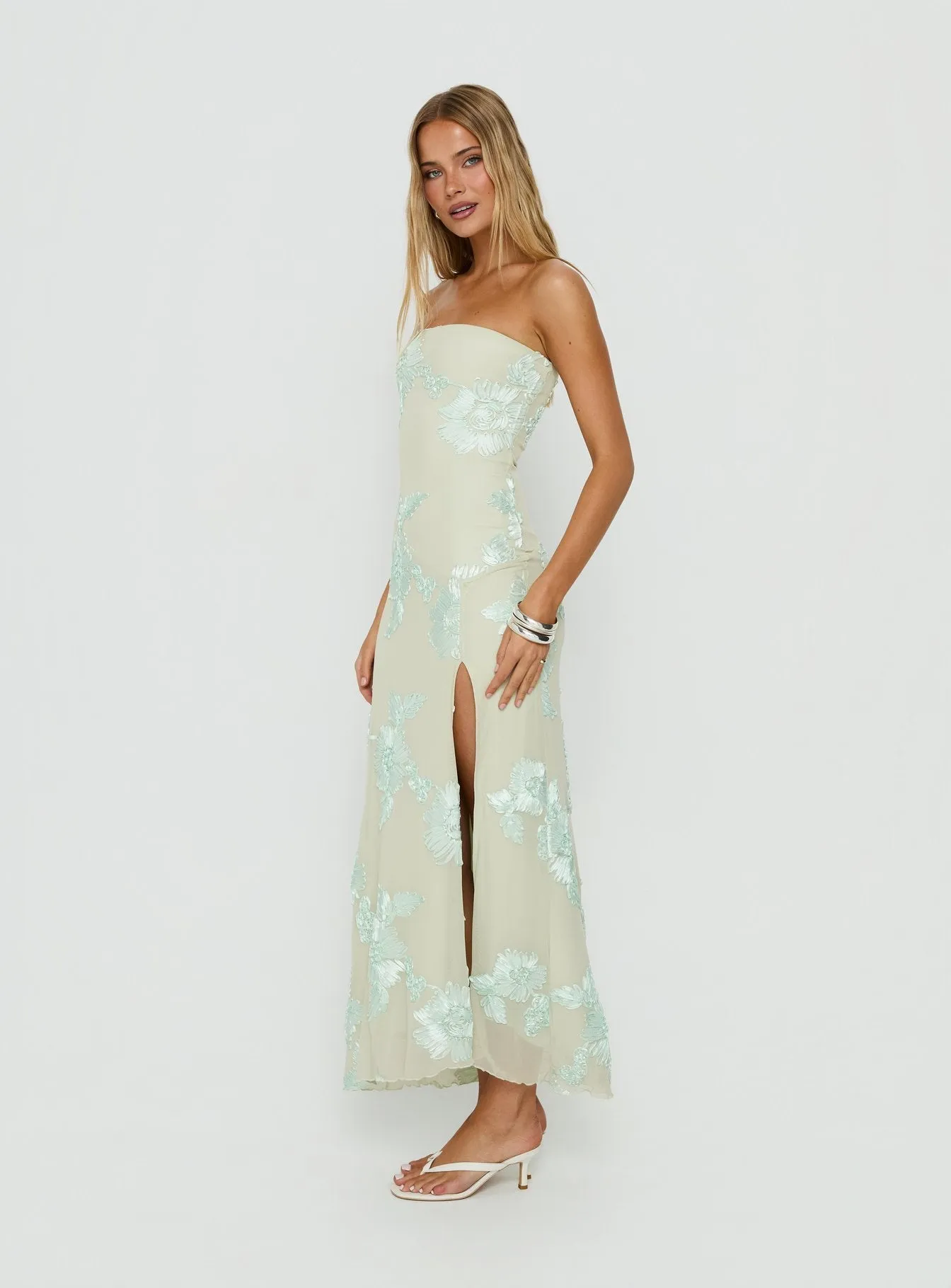 Maribeth Strapless Floral Maxi Dress Mint sold by Princess Polly product image thumbnail 4