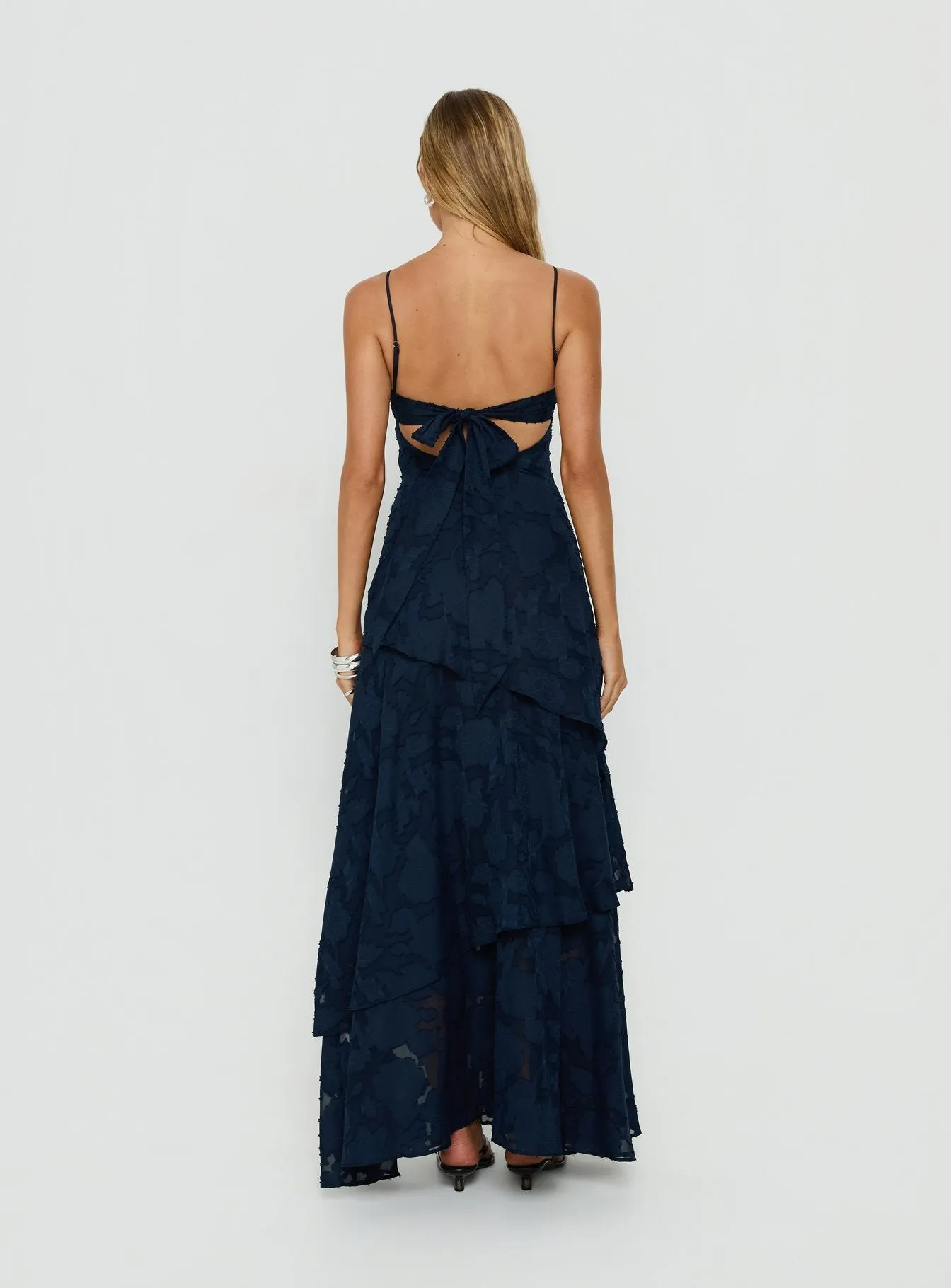 Lyricah Tiered Tie Back Maxi Dress Navy sold by Princess Polly product image thumbnail 5