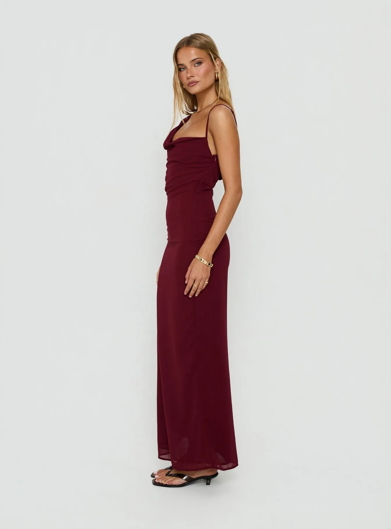 Laurisa Draped Maxi Dress Wine sold by Princess Polly product image thumbnail 4