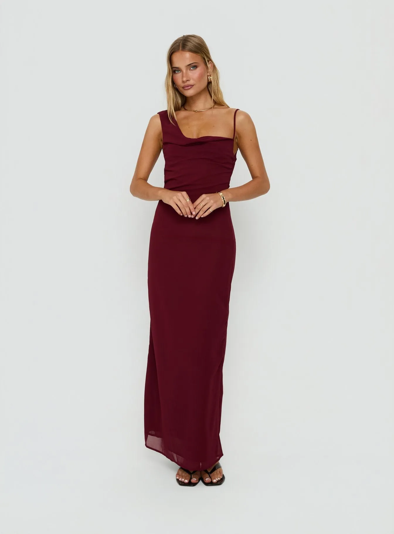 Laurisa Draped Maxi Dress Wine sold by Princess Polly product image thumbnail 2