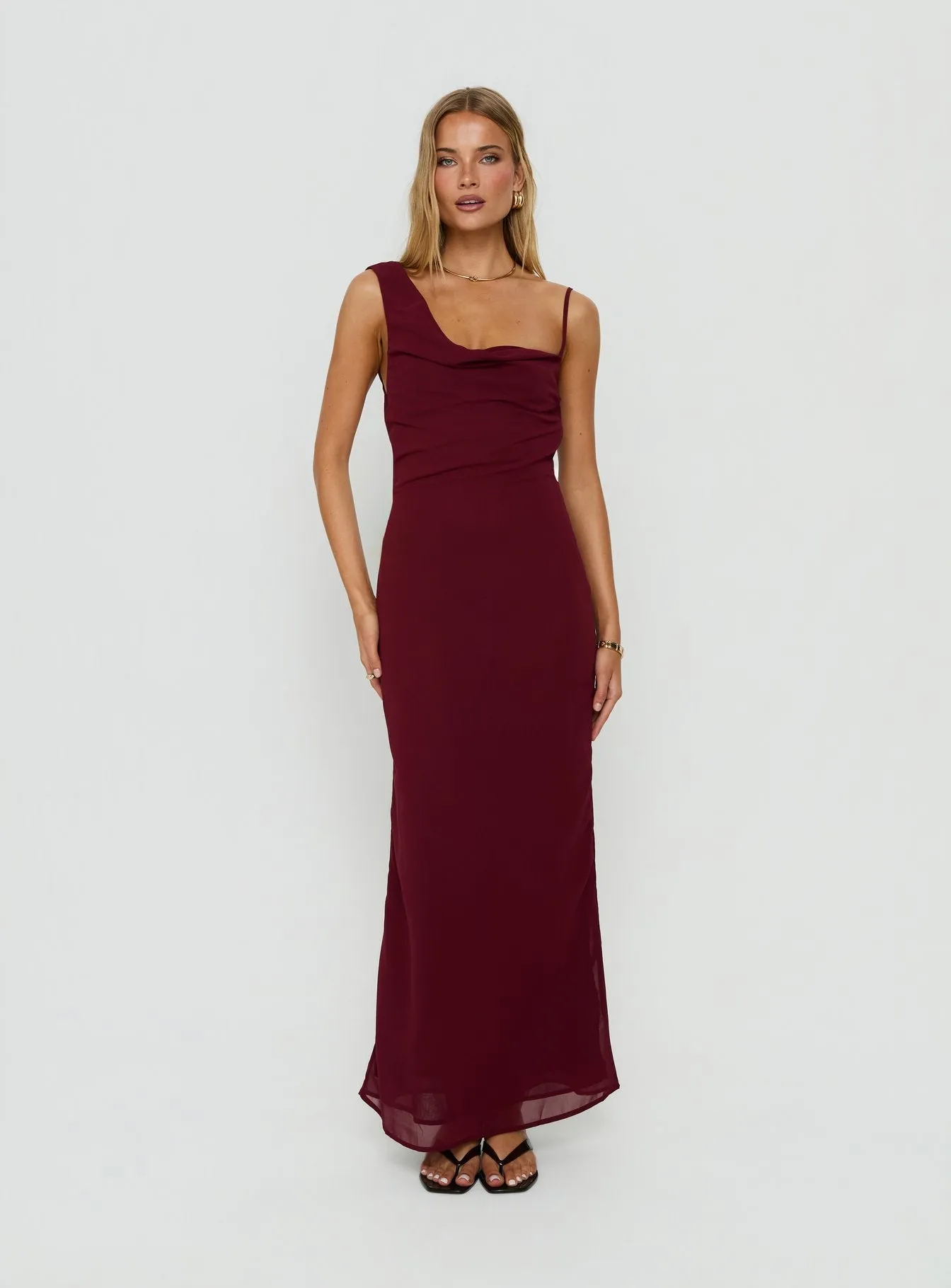 Laurisa Draped Maxi Dress Wine sold by Princess Polly product image thumbnail 3