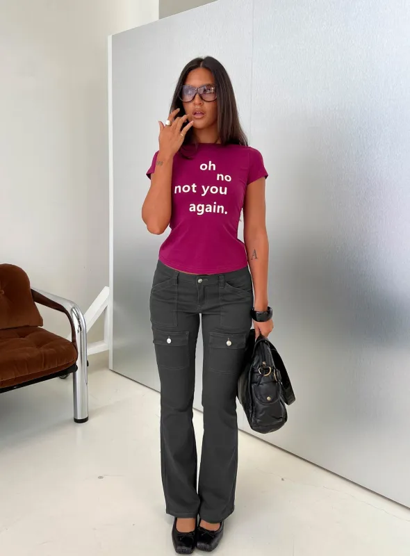 Trust Fund Low Rise Bootleg Cargo Pants Charcoal made by Princess Polly
