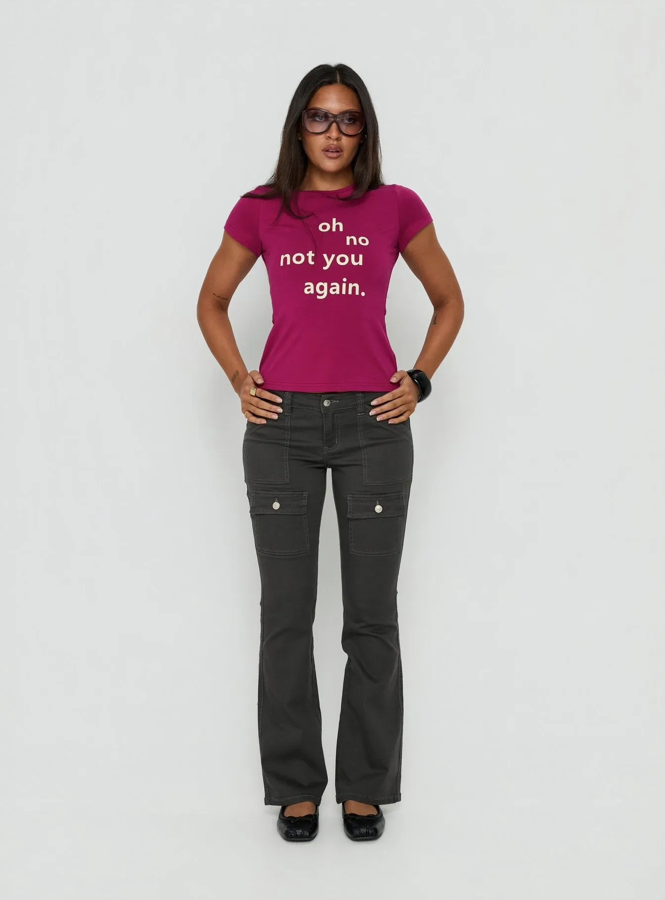 Trust Fund Low Rise Bootleg Cargo Pants Charcoal sold by Princess Polly product image thumbnail 3