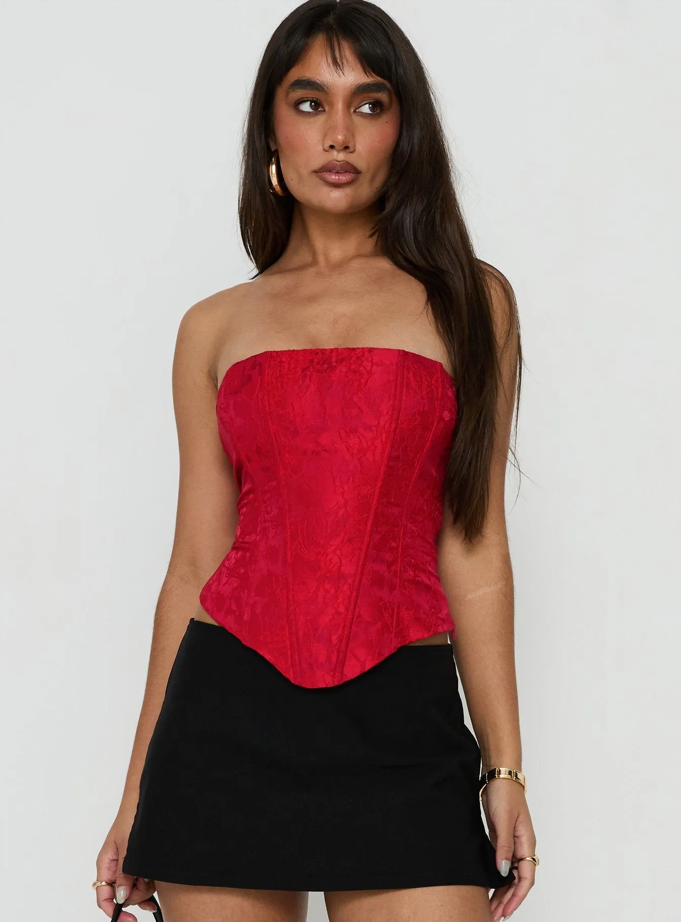 Ameliaa Strapless Corset Top Red sold by Princess Polly product image thumbnail 2