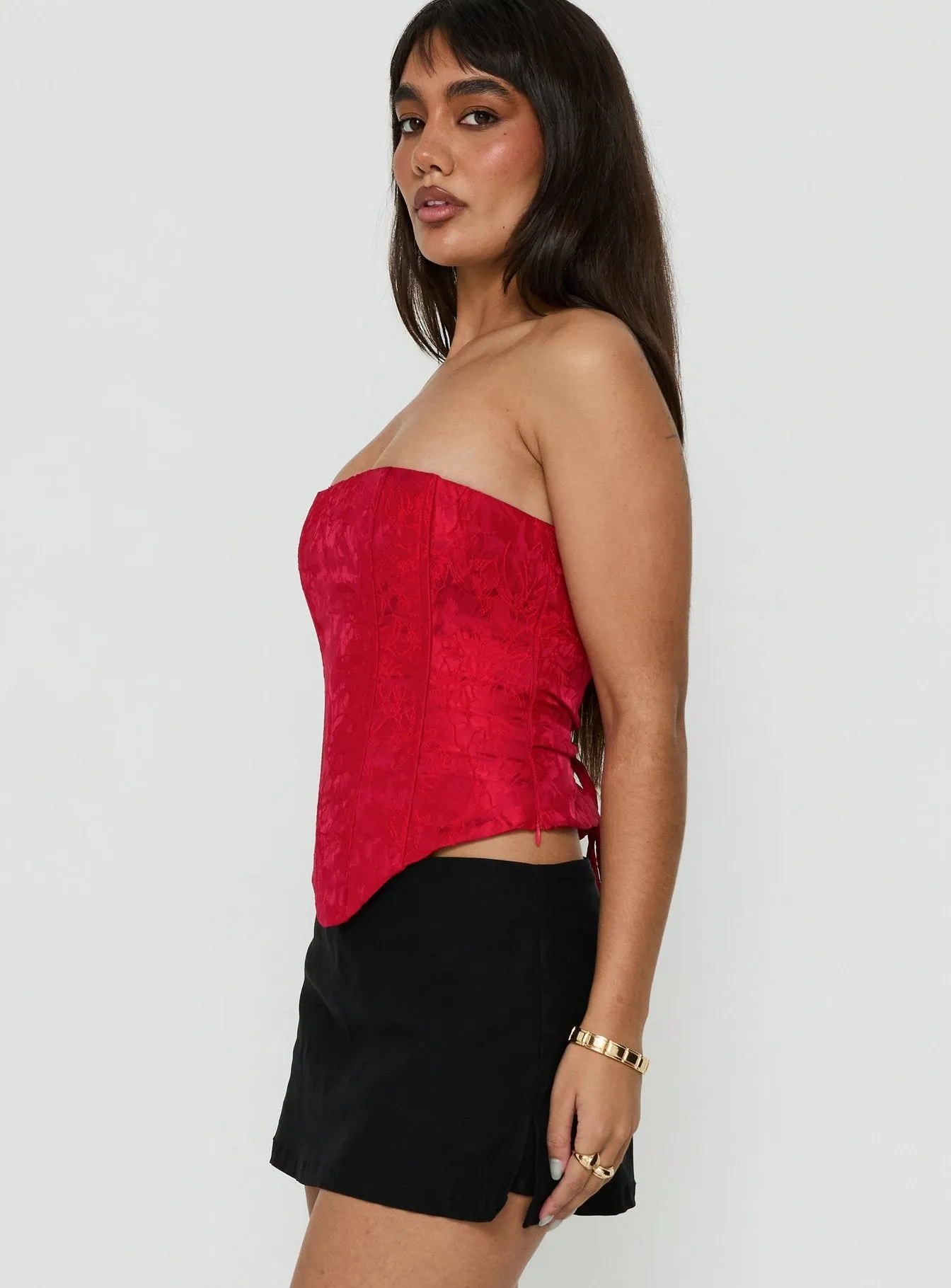 Ameliaa Strapless Corset Top Red sold by Princess Polly product image thumbnail 4