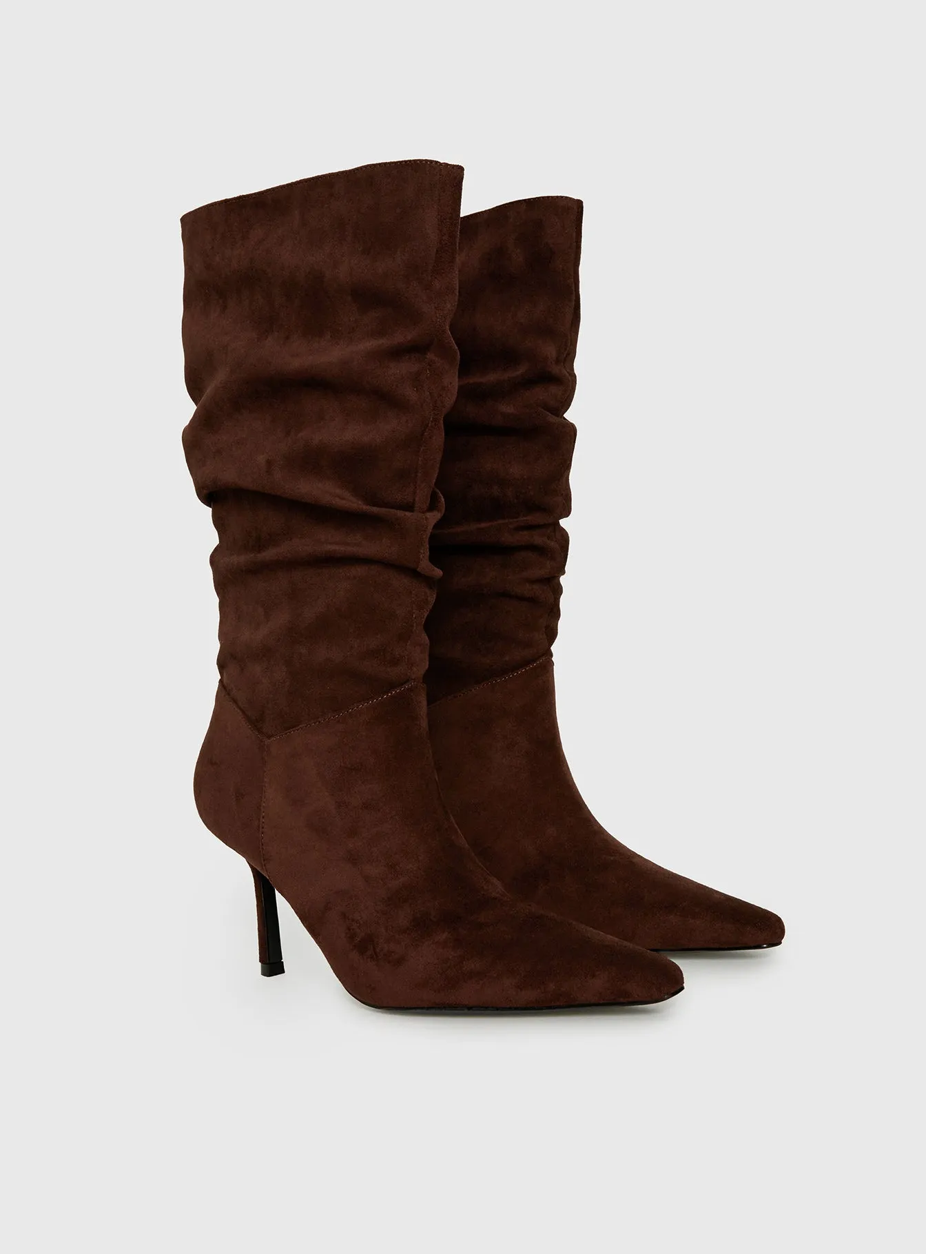 Such A Charmer Faux Suede Scrunch Boot Chocolate sold by Princess Polly product image thumbnail 2