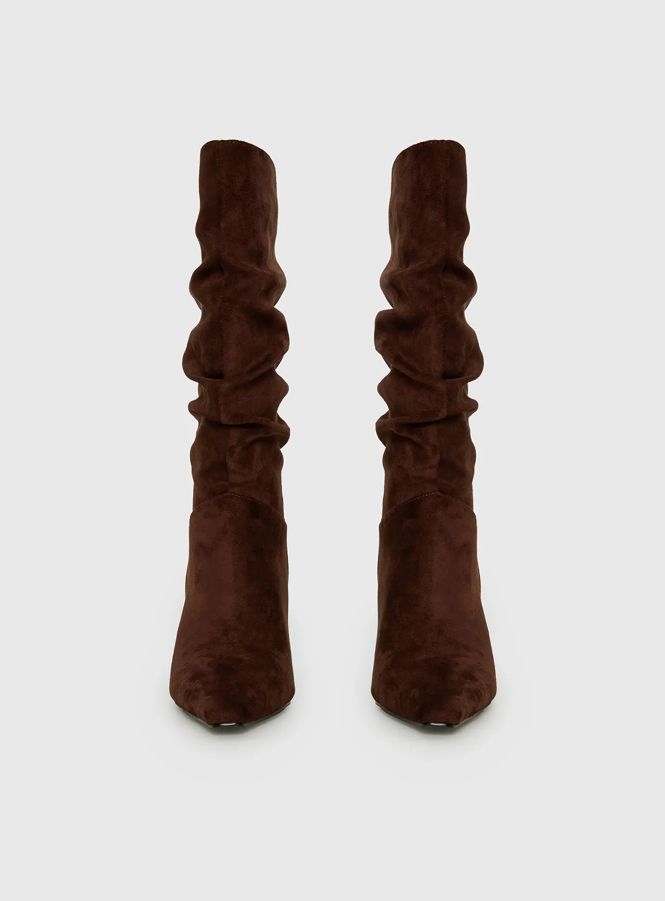 Such A Charmer Faux Suede Scrunch Boot Chocolate sold by Princess Polly product image thumbnail 3