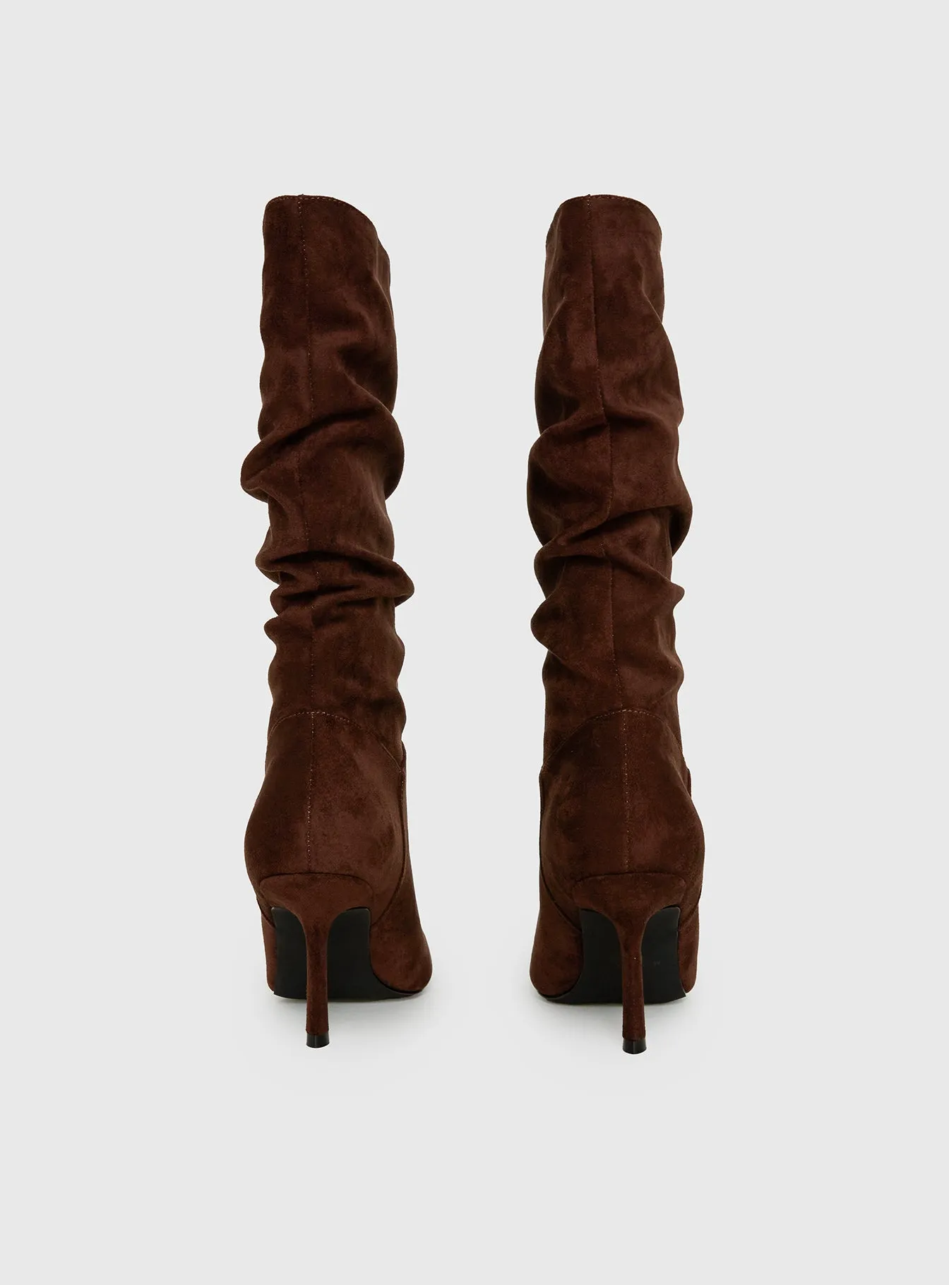 Such A Charmer Faux Suede Scrunch Boot Chocolate sold by Princess Polly product image thumbnail 4