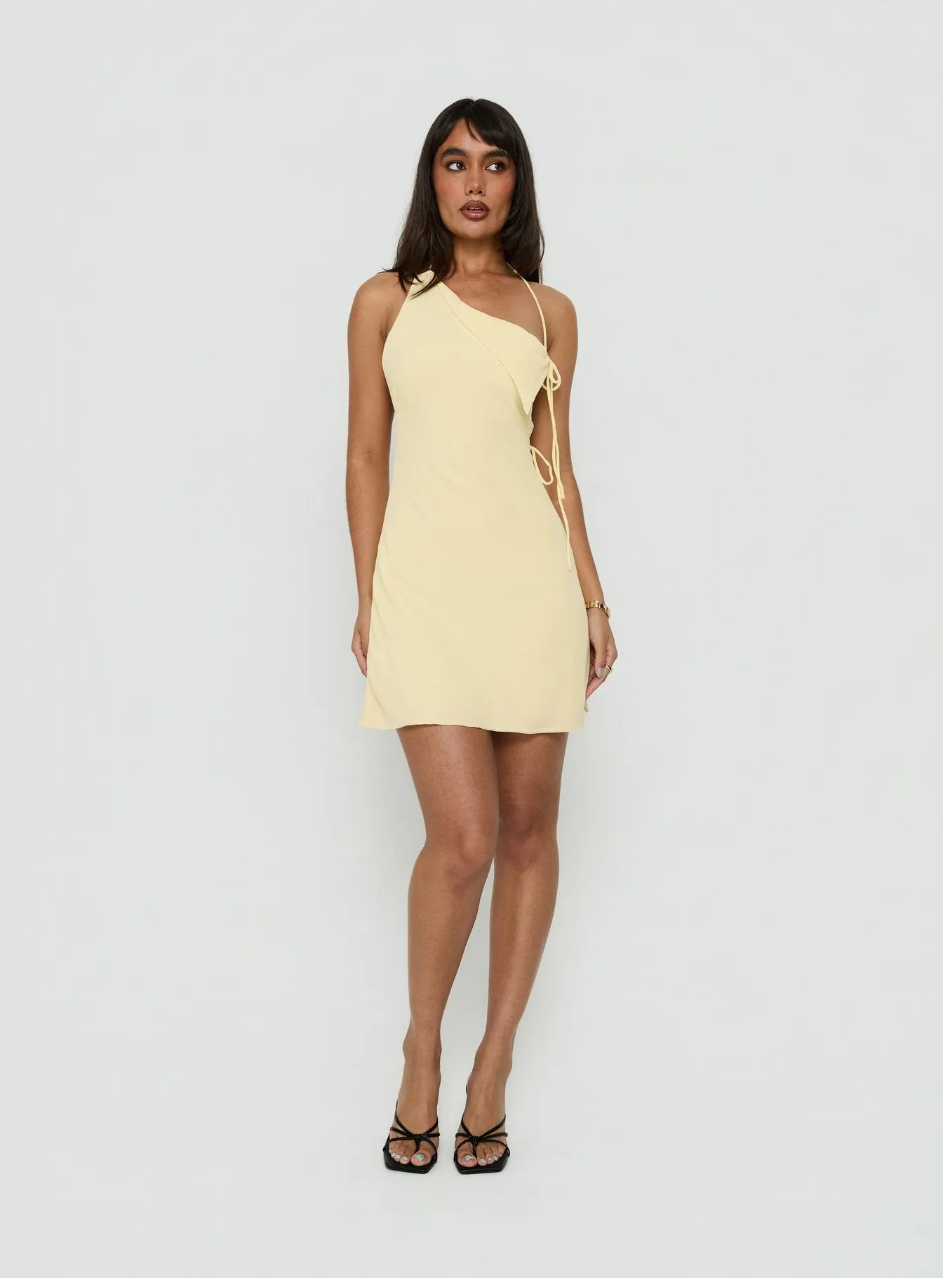 Ariann One Shoulder Low Back Mini Dress Yellow sold by Princess Polly product image thumbnail 2