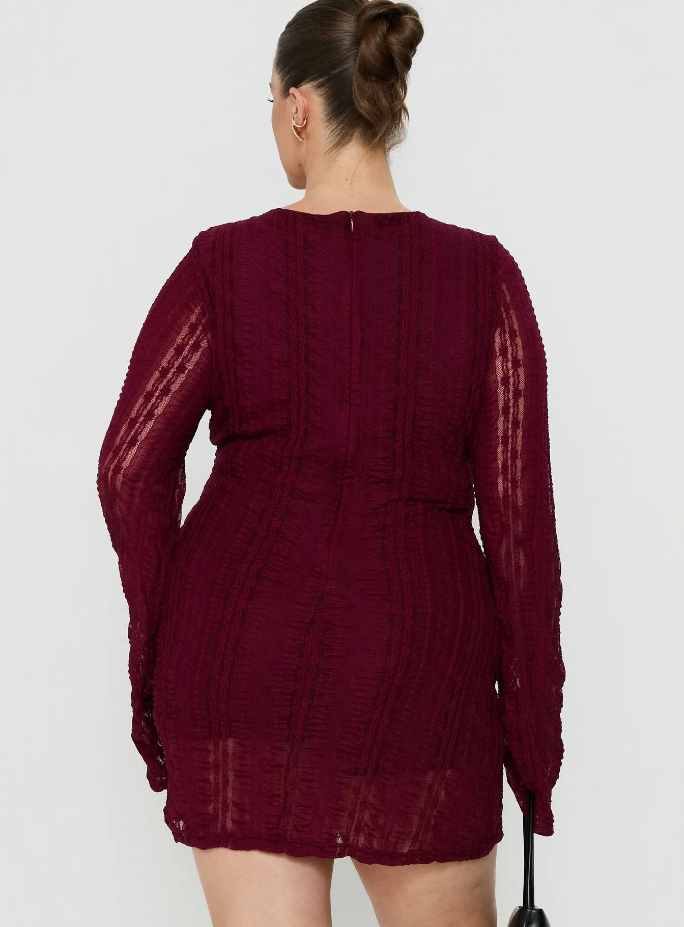 Delandra Long Sleeve Textured Playsuit Red Curve sold by Princess Polly product image thumbnail 5