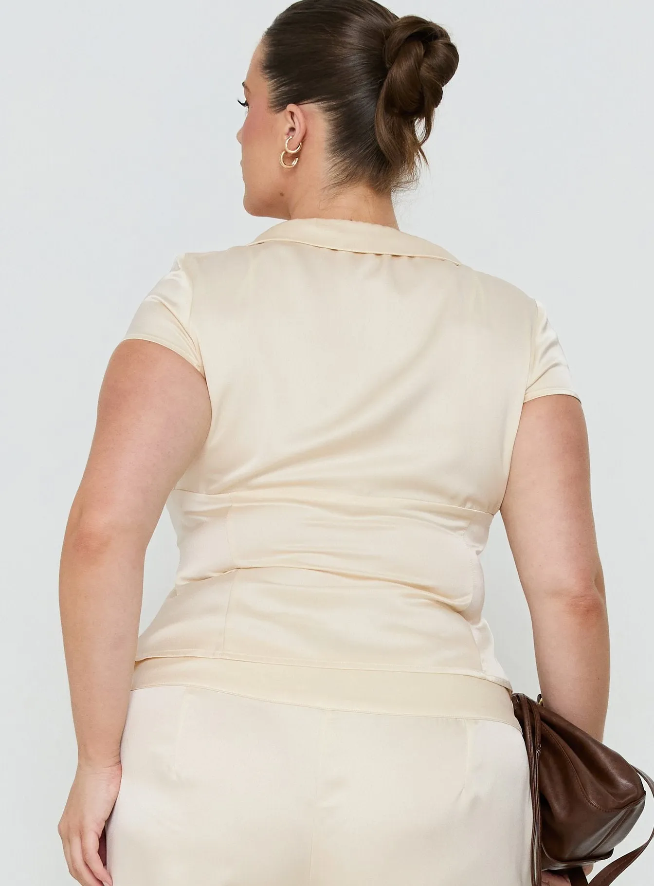Aubrette Satin Collar Top Cream Curve sold by Princess Polly product image thumbnail 5
