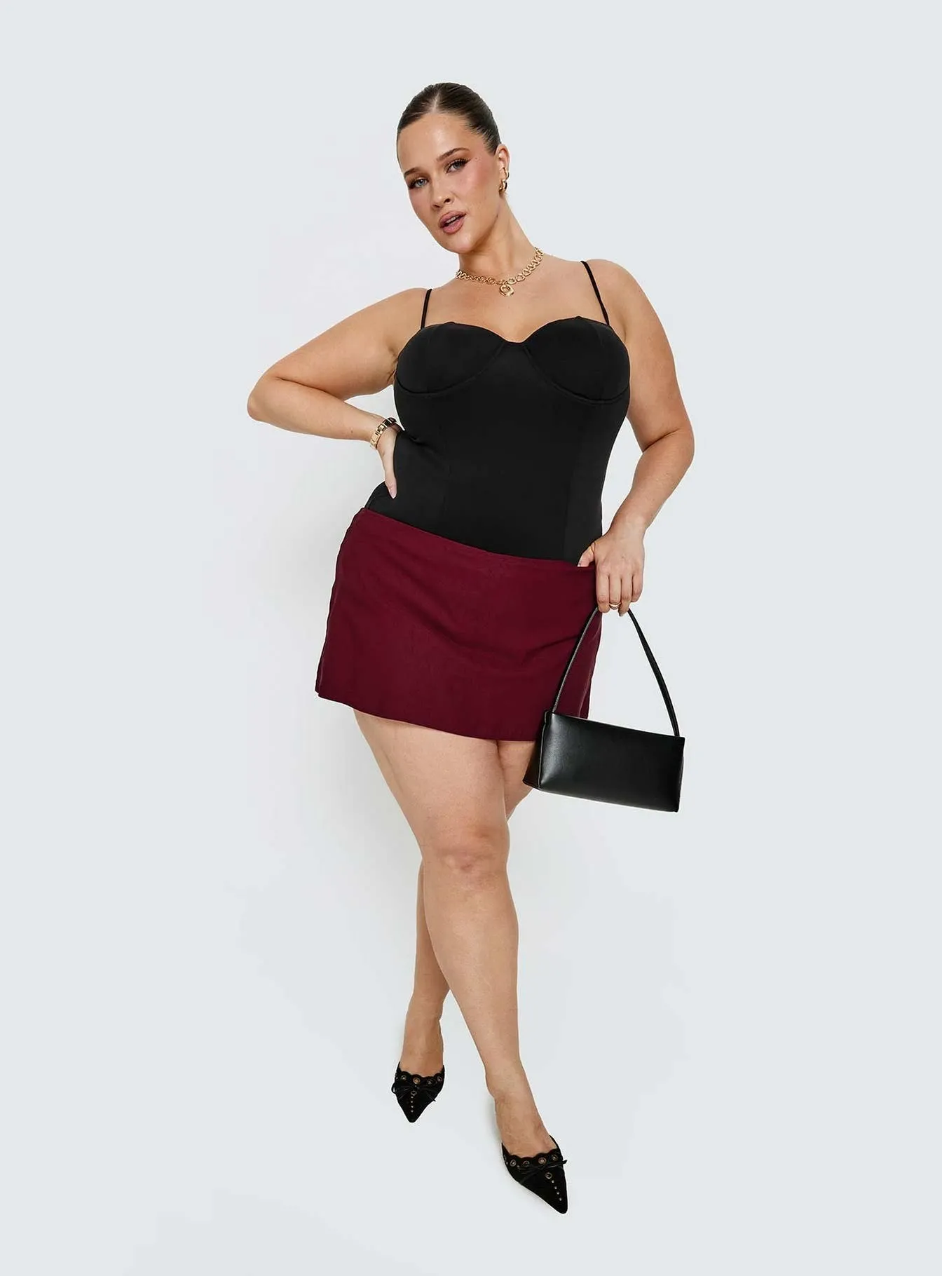 Can't Sleep Skort Burgundy Curve sold by Princess Polly