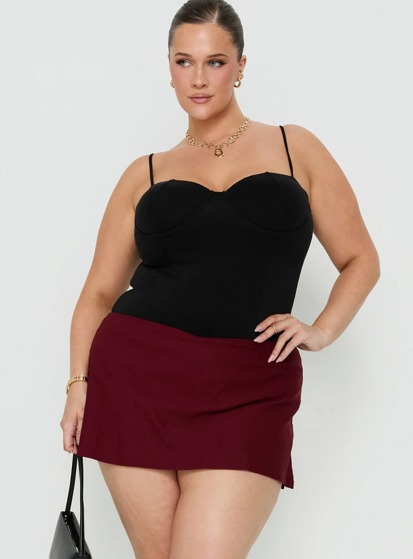 Can't Sleep Skort Burgundy Curve sold by Princess Polly product image thumbnail 2
