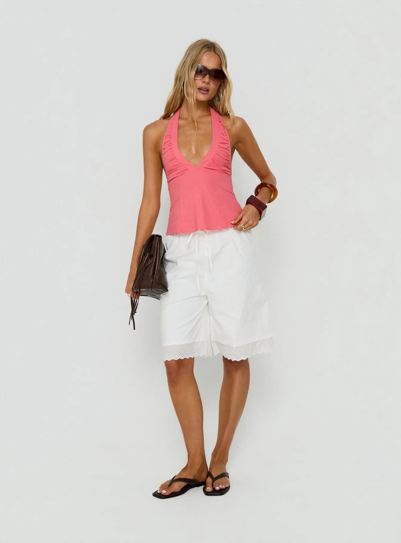 Claudiana Gathered Halter Top Coral sold by Princess Polly product image thumbnail 3
