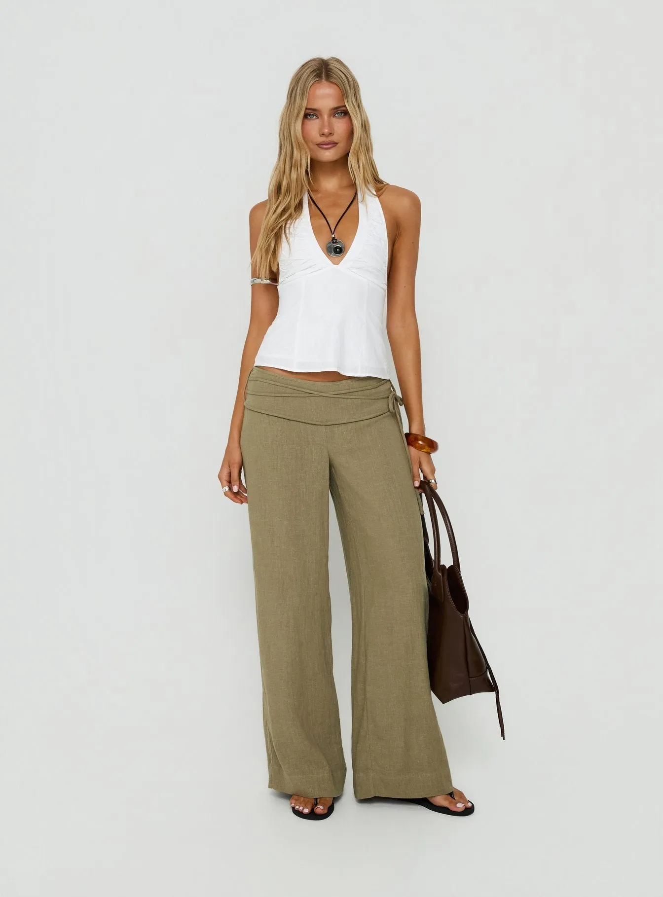Claudiana Gathered Halter Top White sold by Princess Polly product image thumbnail 3