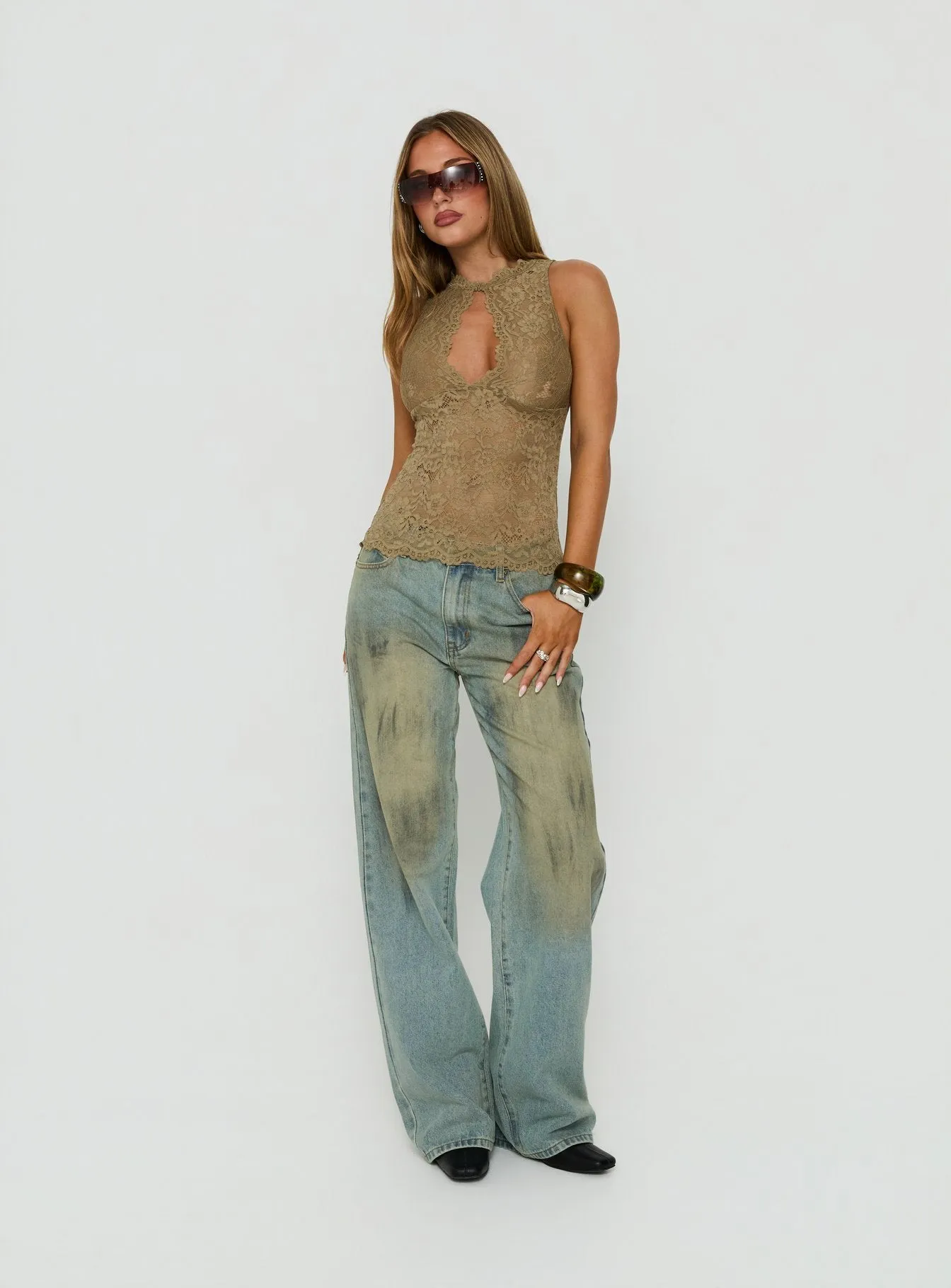 Quinbie Lace Sleeveless Top Green sold by Princess Polly product image thumbnail 3