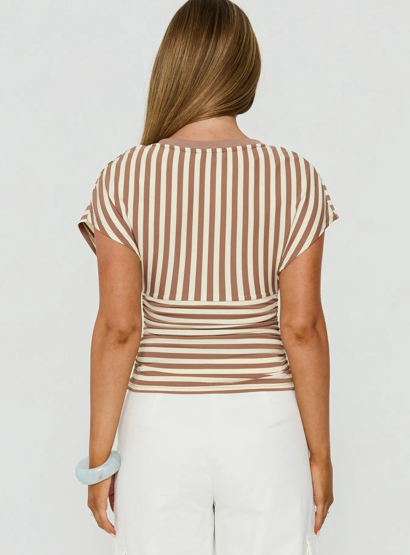Eleanorre Batwing V Neck Top Brown Stripe sold by Princess Polly product image thumbnail 5