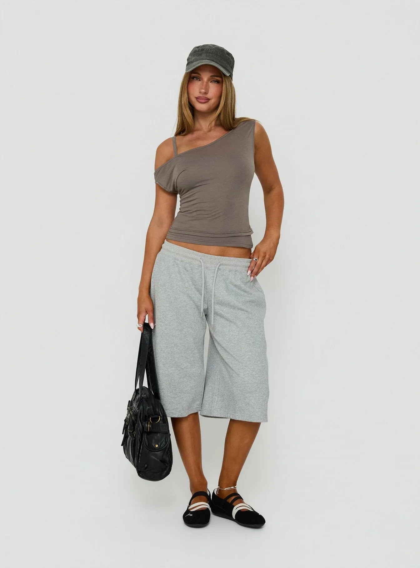 Klaretta Off Shoulder Draped Layered Top Grey sold by Princess Polly product image thumbnail 3