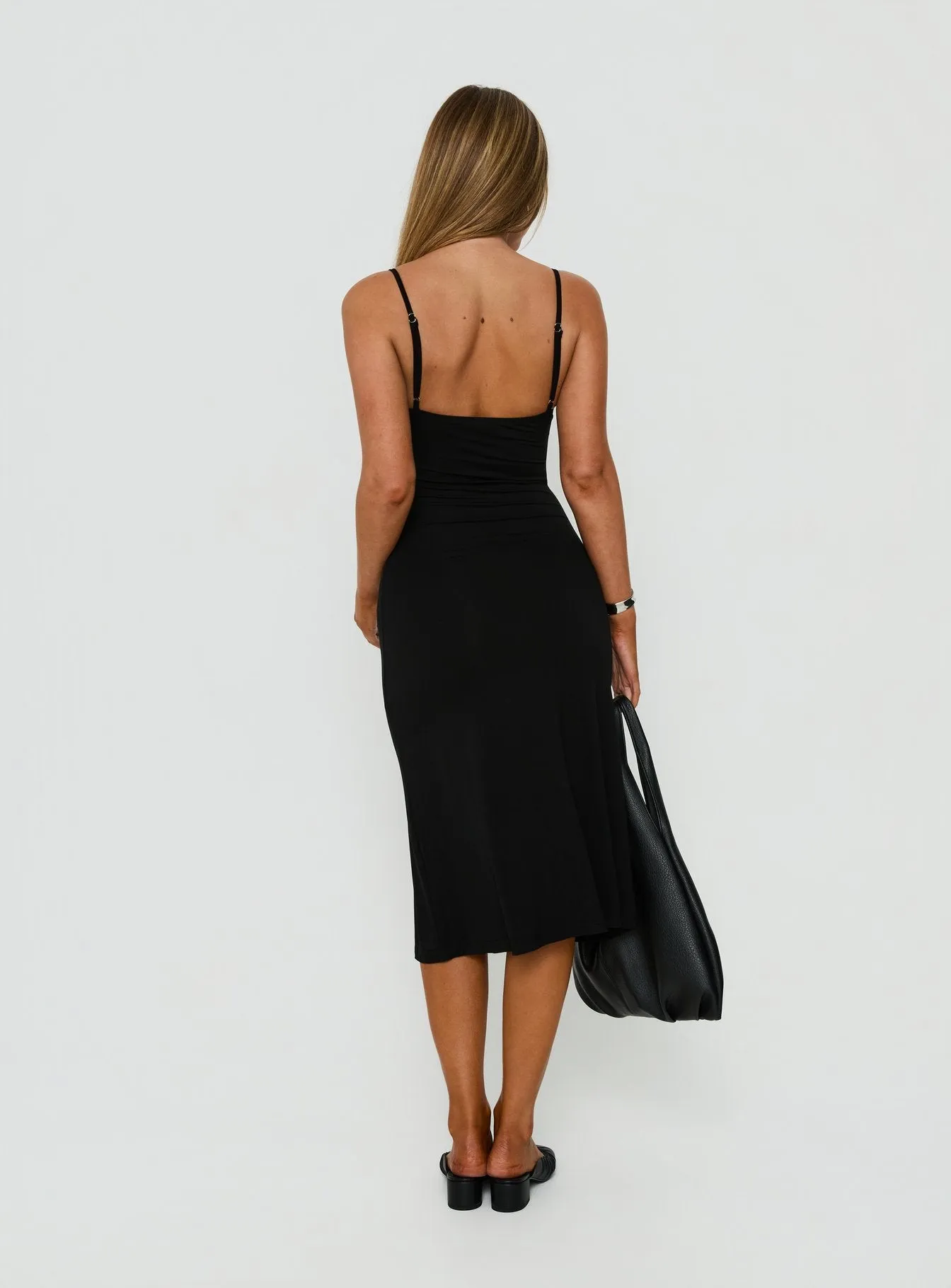 Evendra V Neck Cutout Midi Dress Black sold by Princess Polly product image thumbnail 4