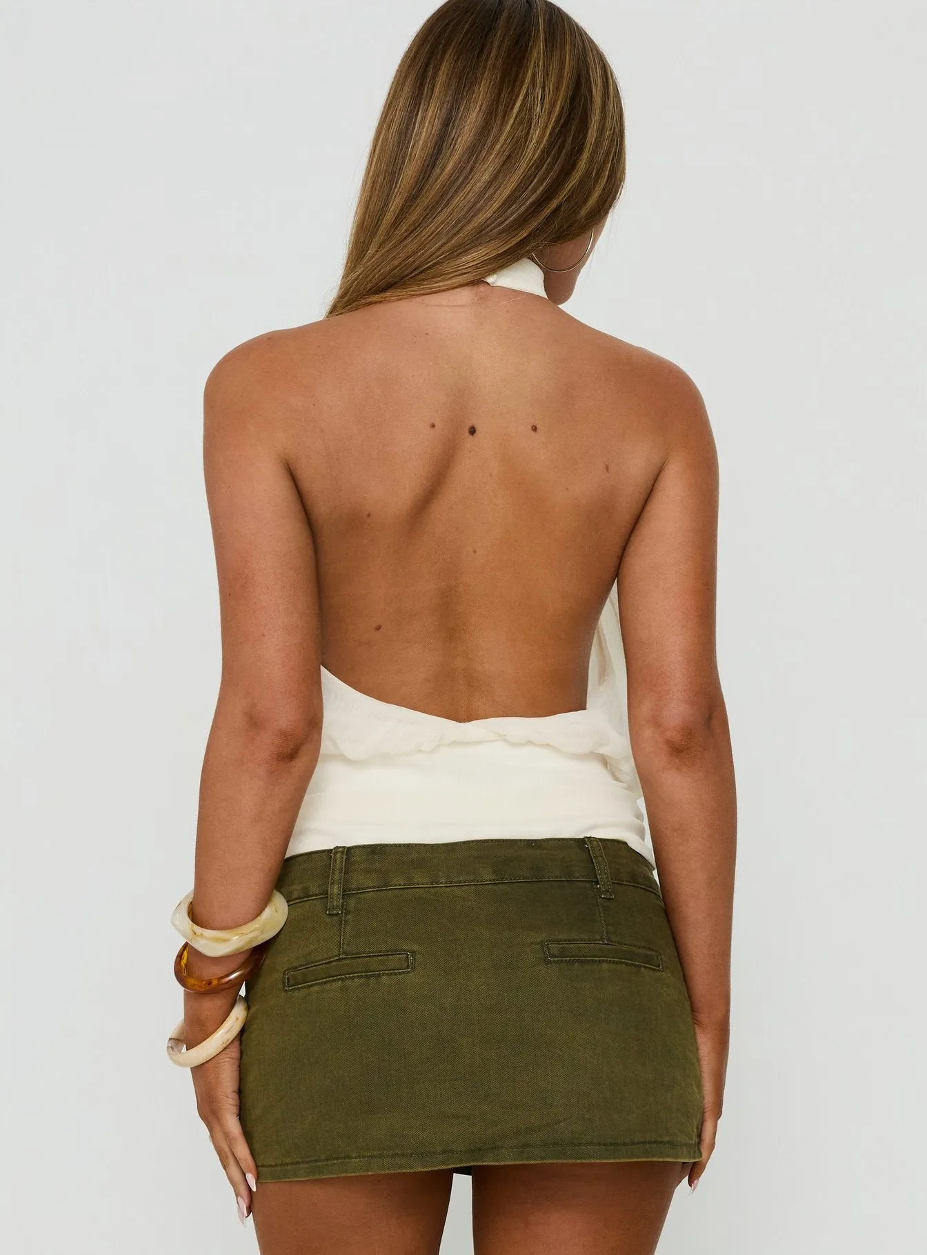 Faythe High Neck Tie Top Cream sold by Princess Polly product image thumbnail 5