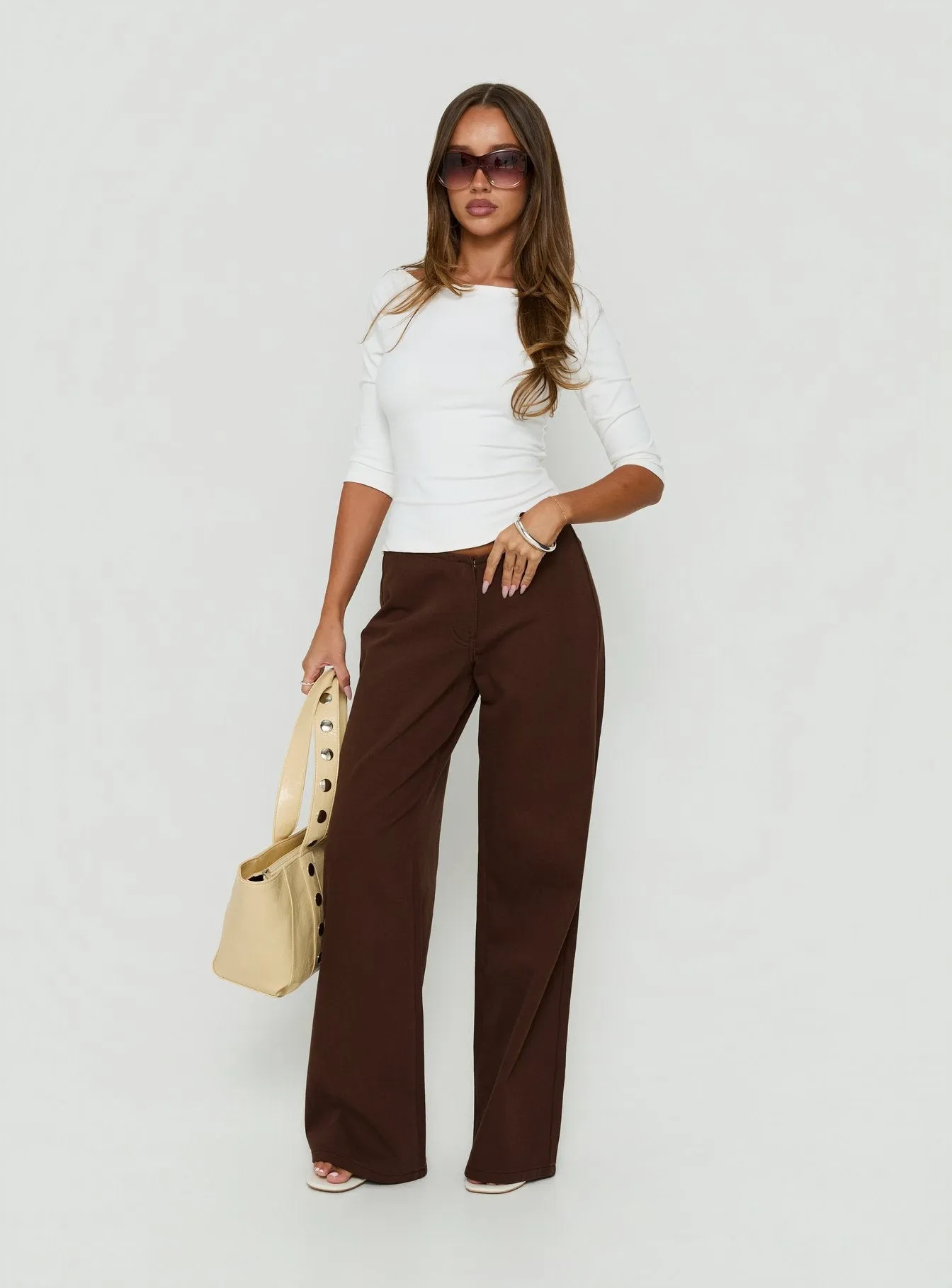 Hereos Mid Rise Baggy Leg Jeans Washed Chocolate sold by Princess Polly product image thumbnail 3