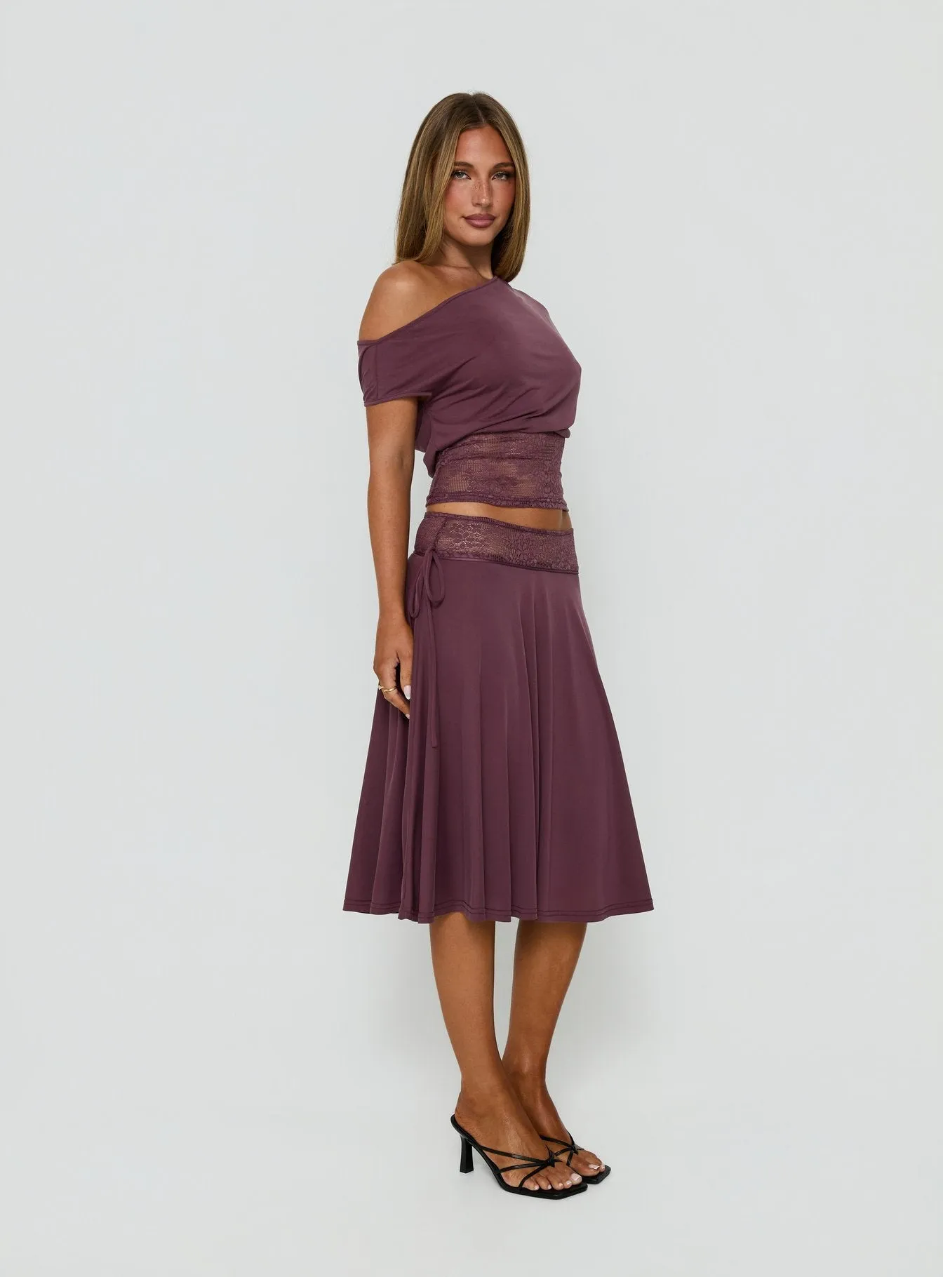 Marienna Lace Midi Skirt Plum sold by Princess Polly product image thumbnail 4