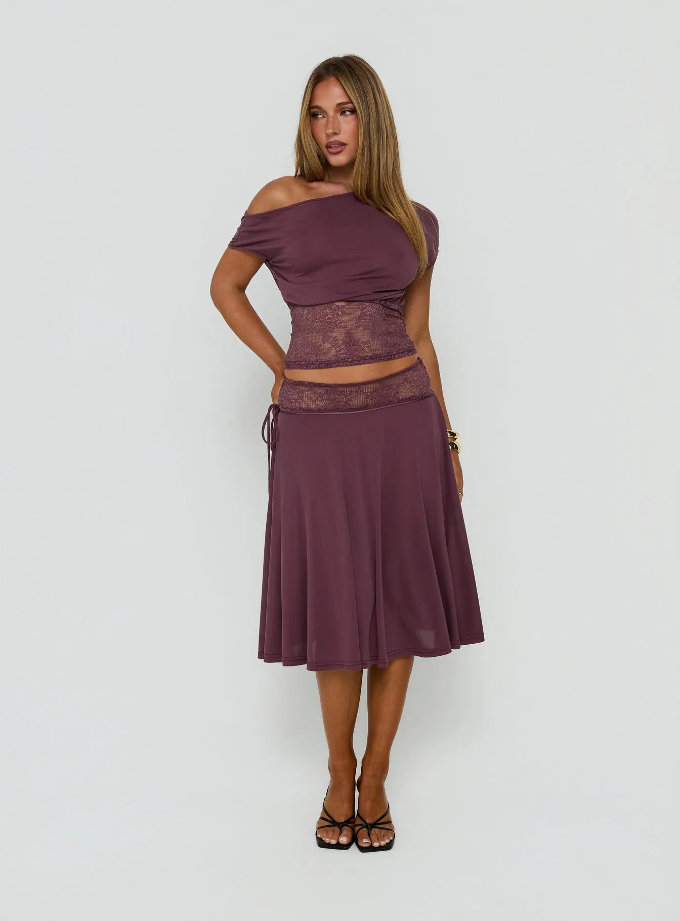 Marienna Lace Midi Skirt Plum sold by Princess Polly product image thumbnail 2