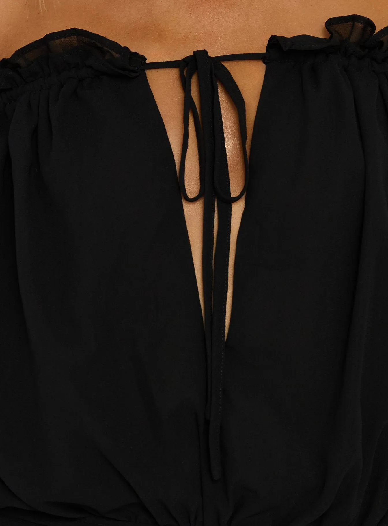 Felicita Off Shoulder Long Sleeve Chiffon Mini Dress Black sold by Princess Polly product image thumbnail 5