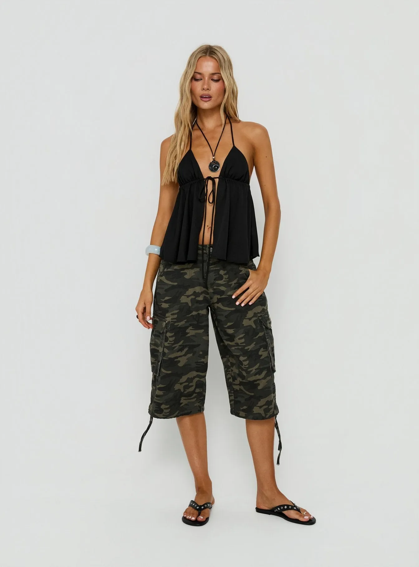 Top Form Tie Front Halter Top Black sold by Princess Polly product image thumbnail 3