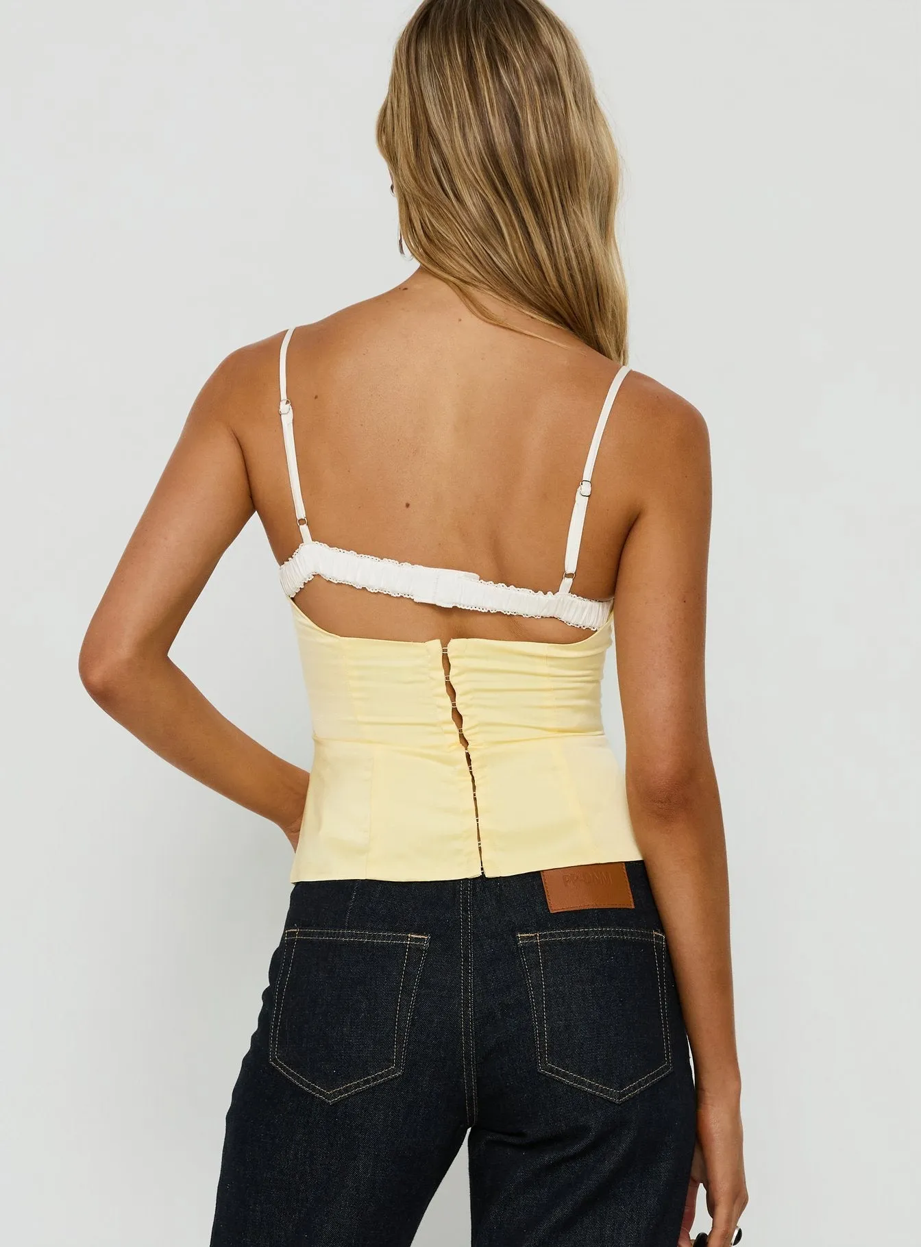Renaissance Satin Corset Top Lemon sold by Princess Polly product image thumbnail 5