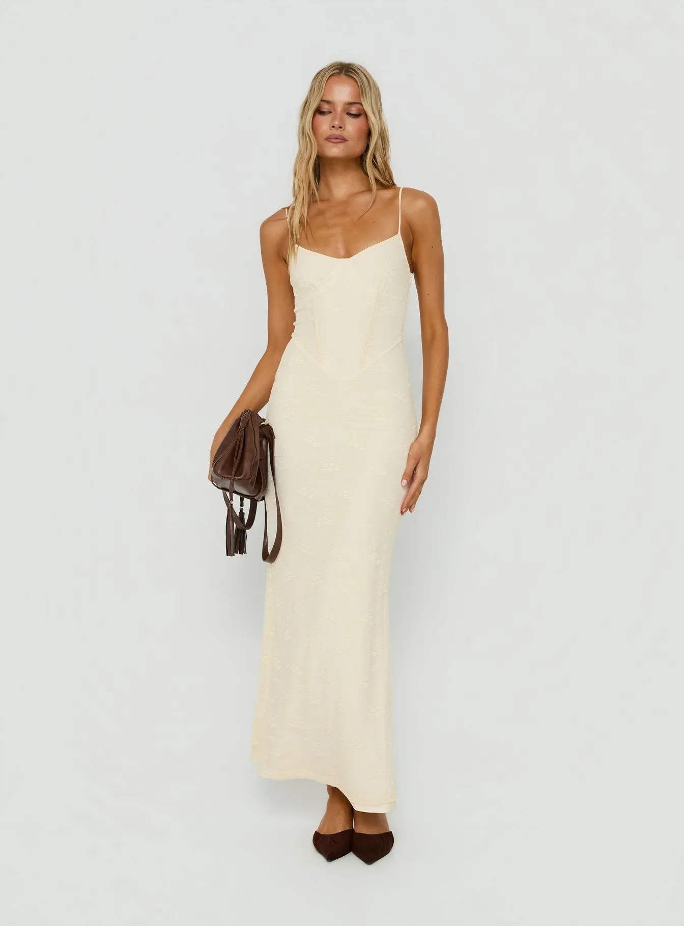 Amika Lace Maxi Dress Cream sold by Princess Polly