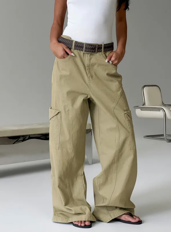 Sylene Pocket Detail Cargo Pants Khaki made by Princess Polly