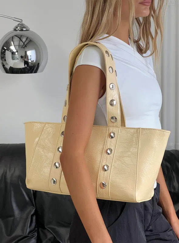 Fever Dreams Eyelet Shoulder Bag Yellow made by Princess Polly