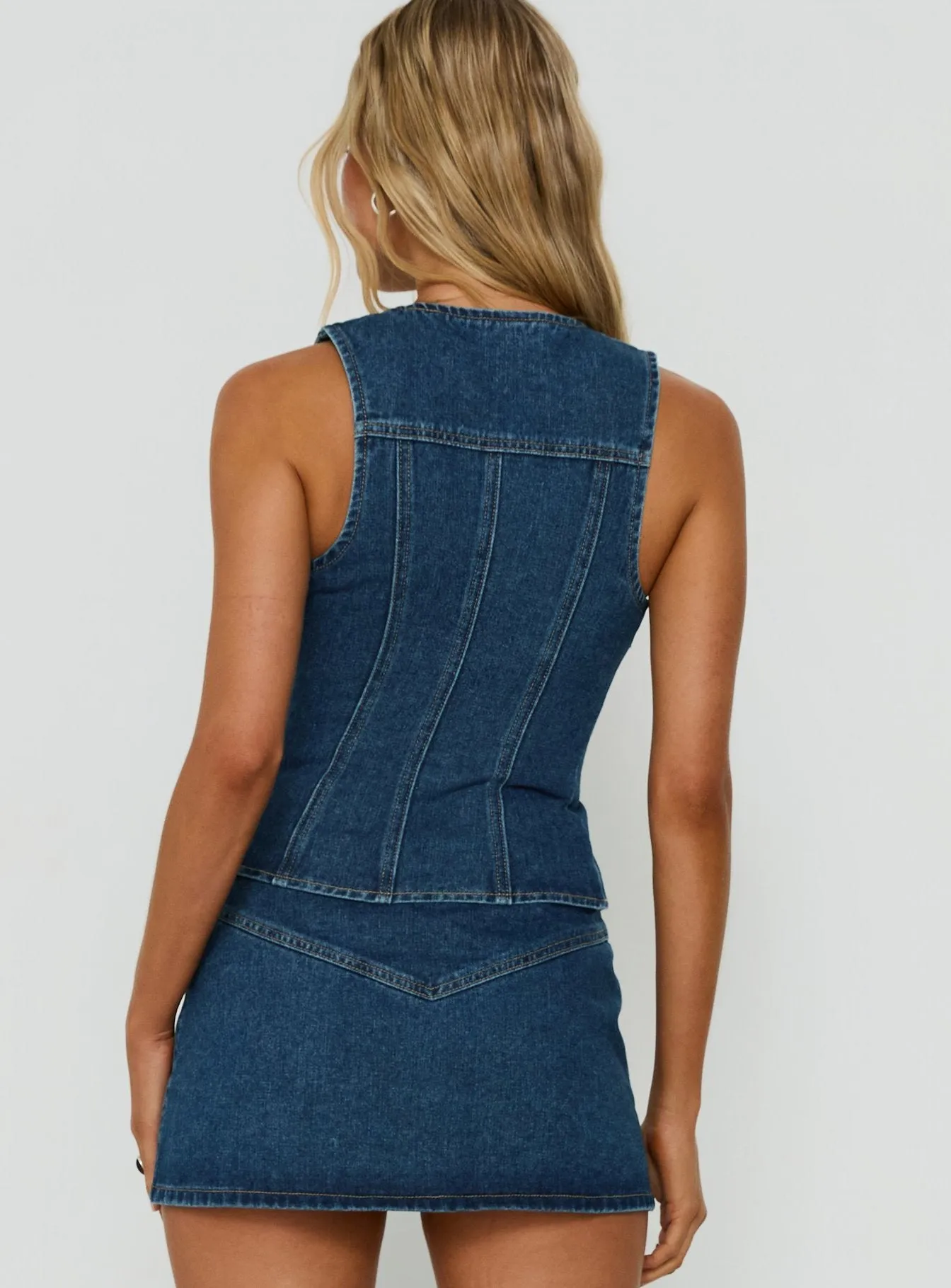 Capree Zip Up Top Mid Wash Denim sold by Princess Polly product image thumbnail 5