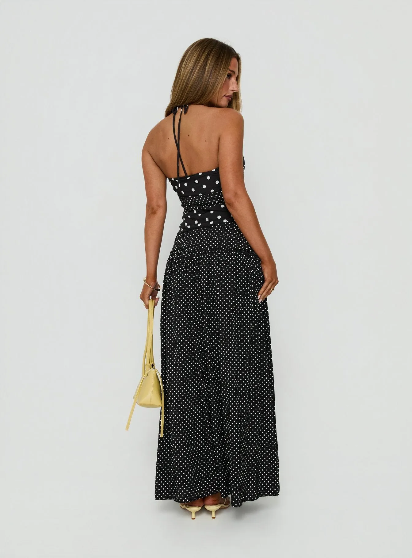 Marguerite Halter Maxi Dress Black / White Polka Dot sold by Princess Polly product image thumbnail 4