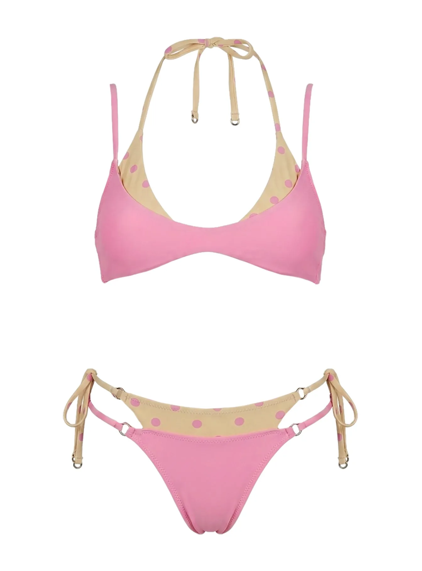Andrei Layered Cheeky Bikini Bottoms Pink / Orange Polka Dot sold by Princess Polly product image thumbnail 5