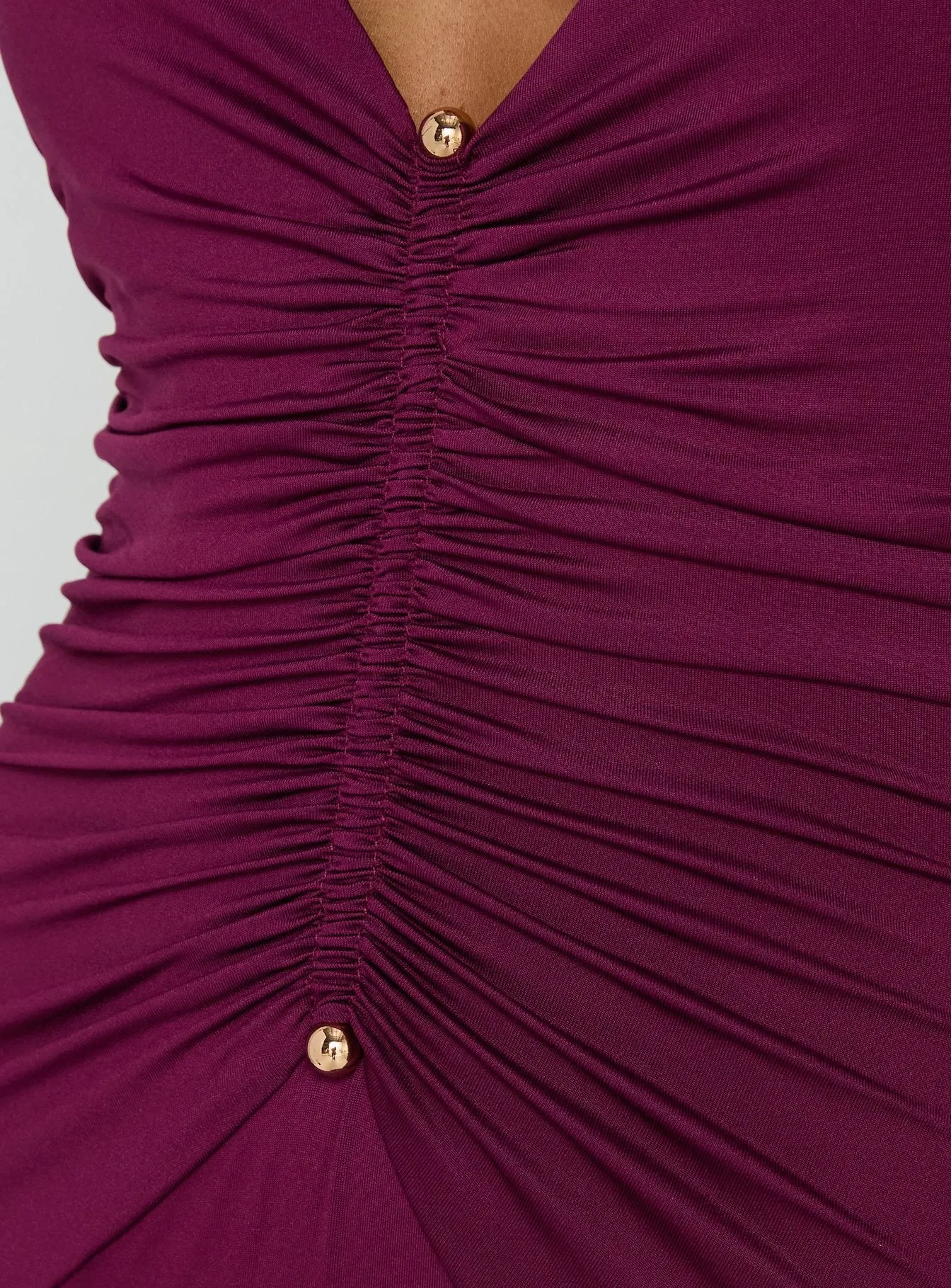 Erene Ruched Halter Maxi Dress Berry sold by Princess Polly product image thumbnail 5