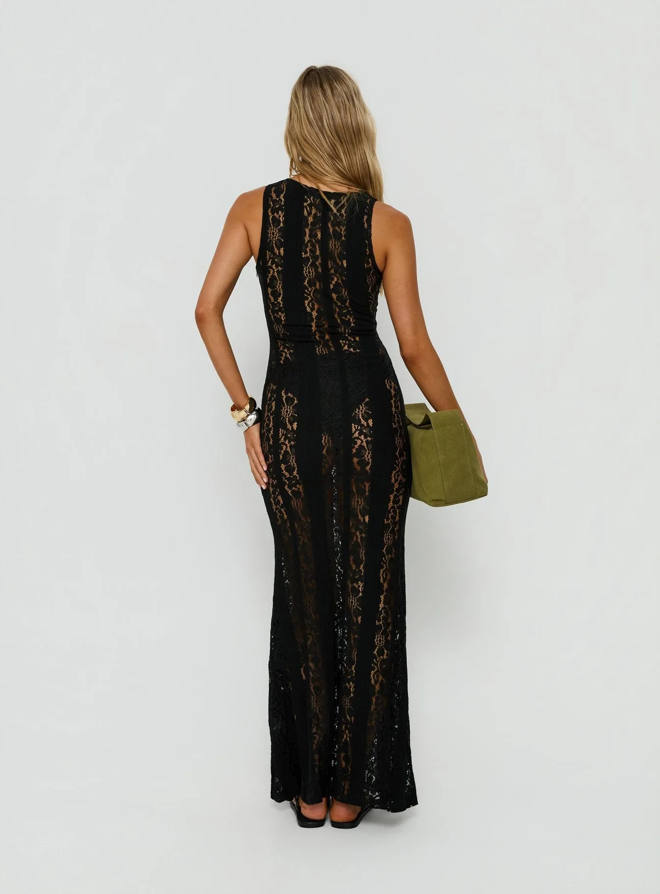 Laurenza Sheer Lace Maxi Dress Black sold by Princess Polly product image thumbnail 4