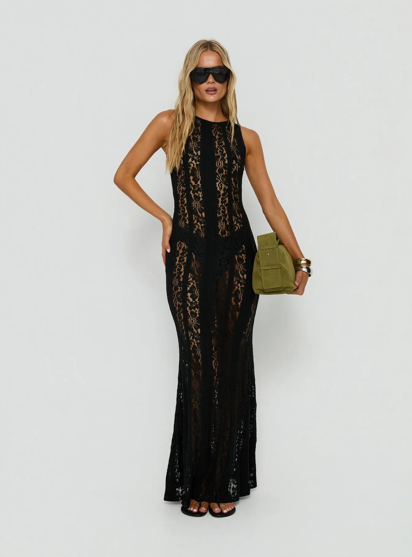 Laurenza Sheer Lace Maxi Dress Black sold by Princess Polly product image thumbnail 2