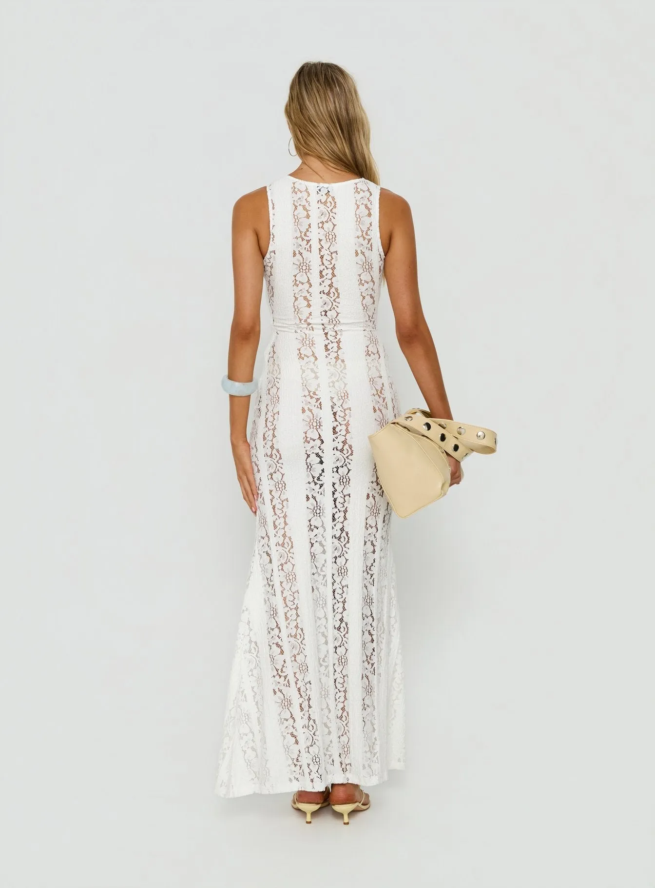 Laurenza Sheer Lace Maxi Dress Off White sold by Princess Polly product image thumbnail 5