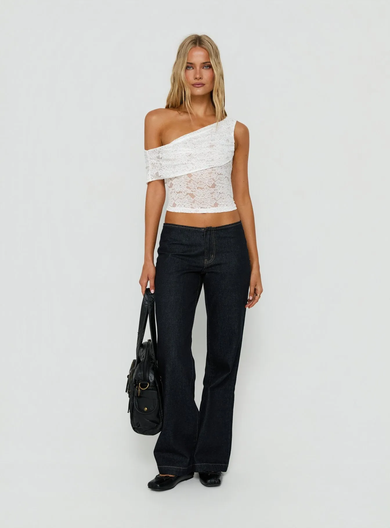 Riinah Draped Lace Off Shoulder Top White sold by Princess Polly product image thumbnail 3