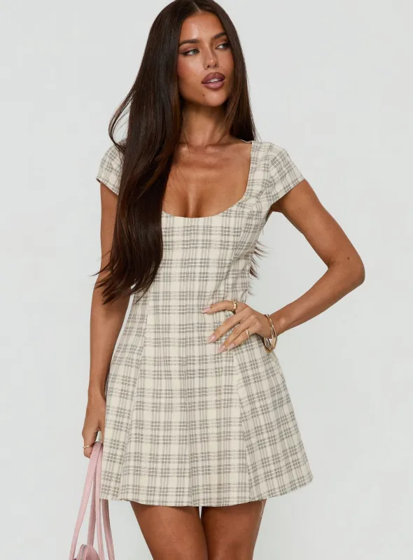Bowee Fit And Flare Mini Dress Check made by Princess Polly
