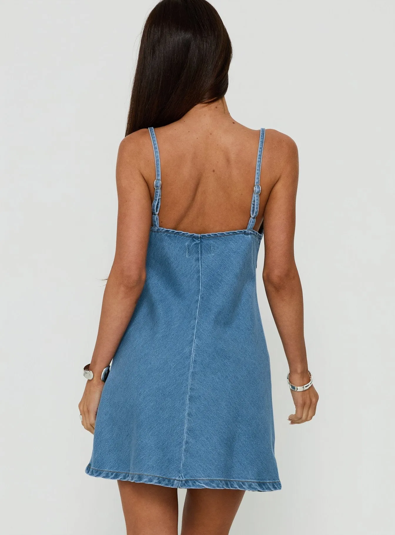 Arwen Denim Mini Dress Light Blue Wash sold by Princess Polly product image thumbnail 4