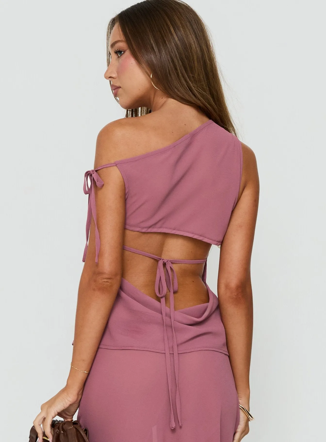 Vianna One Shoulder Foldover Detail Top Pink sold by Princess Polly product image thumbnail 3