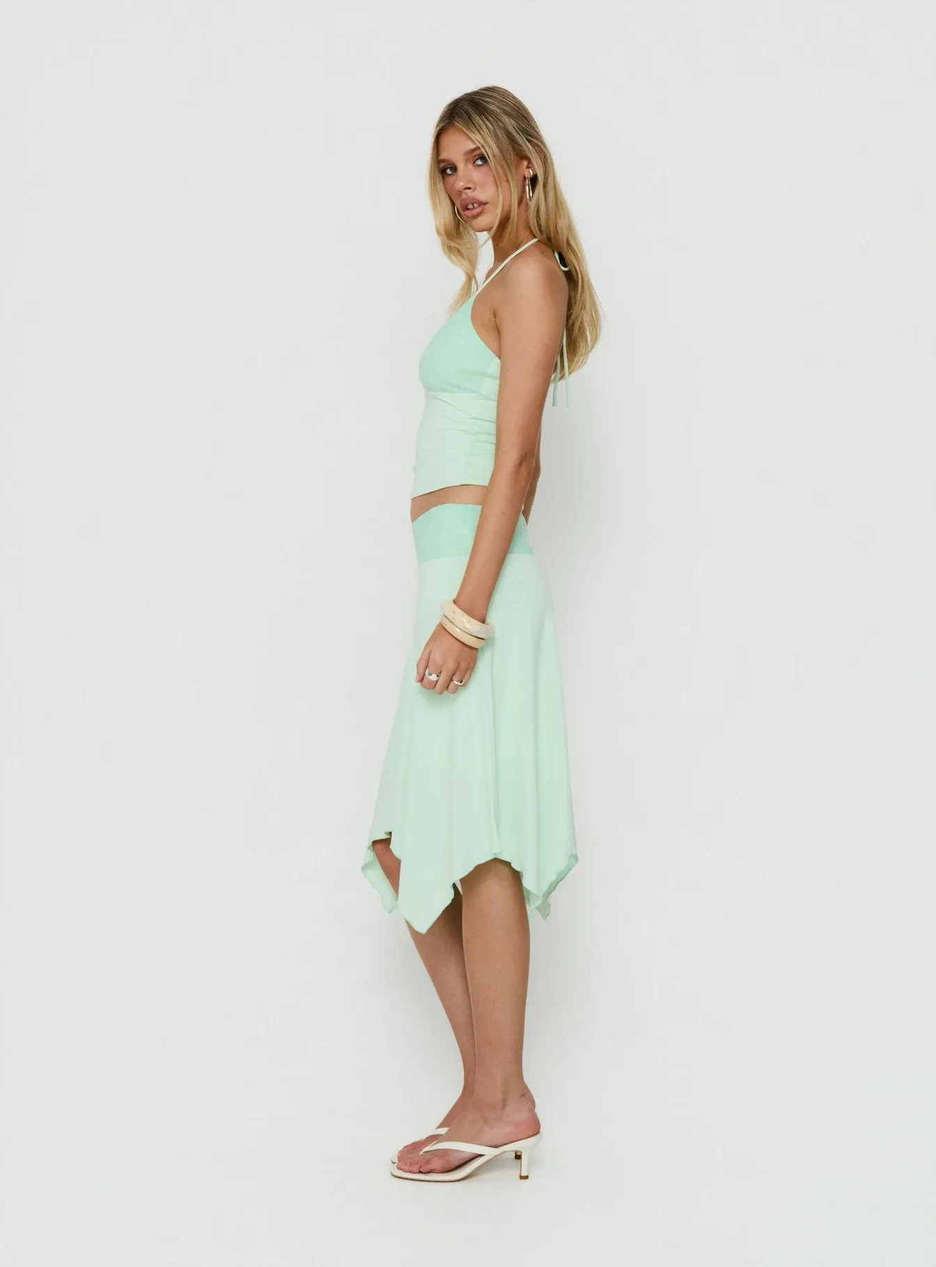 Natabelle Lace Detail Midi Skirt Mint sold by Princess Polly product image thumbnail 4